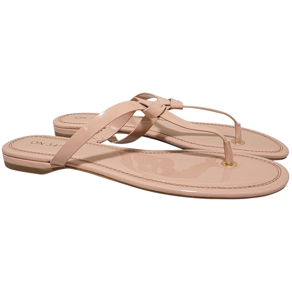 On 34th Women Galinaa Flip Flop Thong Sandals Size US 11M Buff Nude Beige Patent